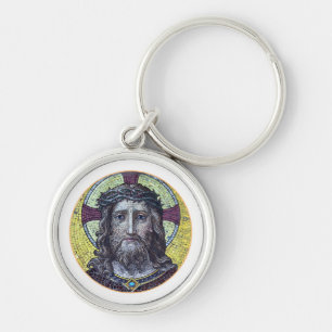 Jesus Kristus & Compassion Art vintage Keychain Rund Silverfärgad Nyckelring