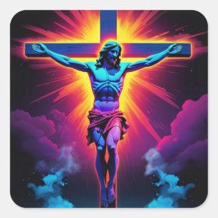 Jesus Kristus Crucifixion 1 Fyrkantigt Klistermärke