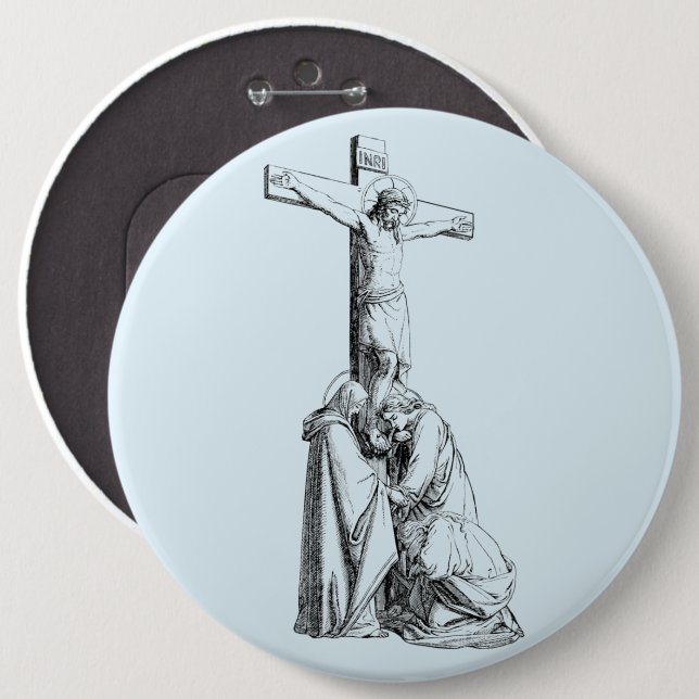 Jesus Kristus Crucifixion kor Illustration art Knapp (Framsida & baksida)