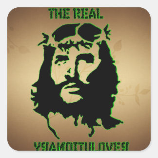 JESUS KRISTUS - DEN VERKLIGA REVOLUTIONARRYEN FYRKANTIGT KLISTERMÄRKE