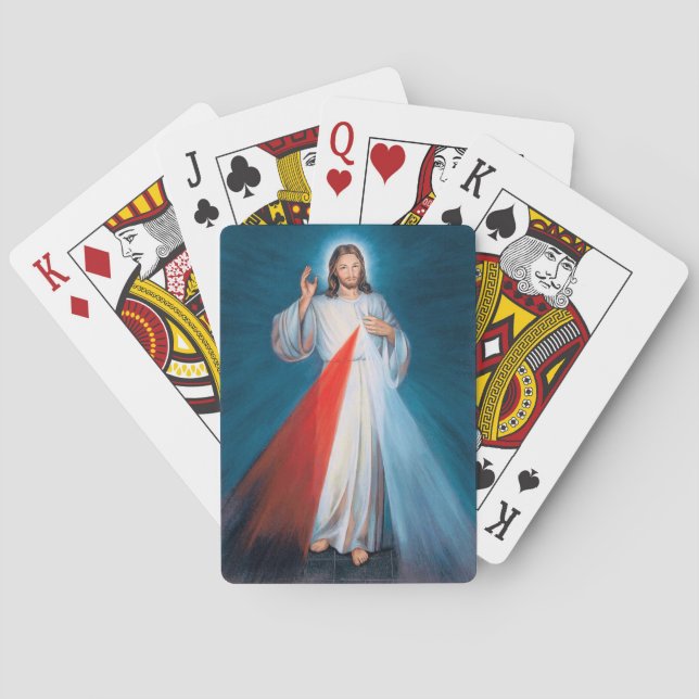 Jesus Kristus Divine Mercy Helig Heart of Jesus Casinokort (Baksidan)