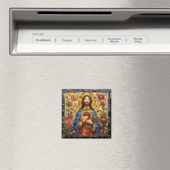 Jesus Kristus Färgrik mosaik Magnet (In Situ (Dishwasher))