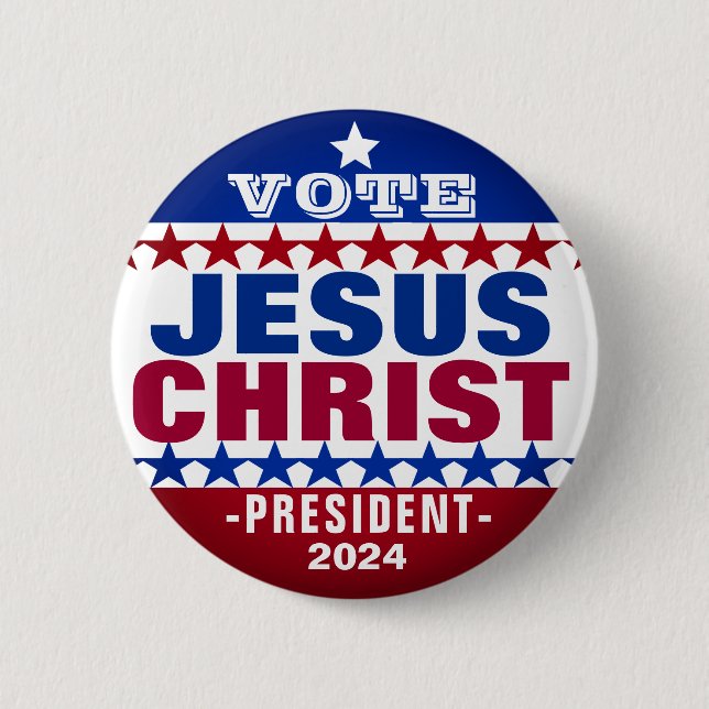 Jesus Kristus för president 2024 Kampanjknapp Knapp (Framsida)