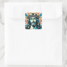 Jesus Kristus Fyrkantigt Klistermärke
