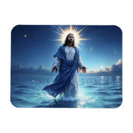 Jesus Kristus går på bibliska scenen i vatten Magnet