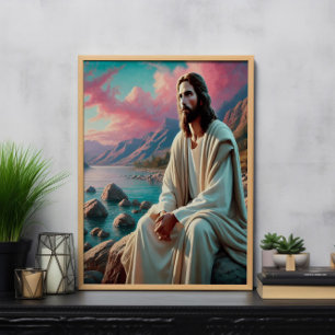 Jesus Kristus Gazing Mot Himmelska horisonten Poster