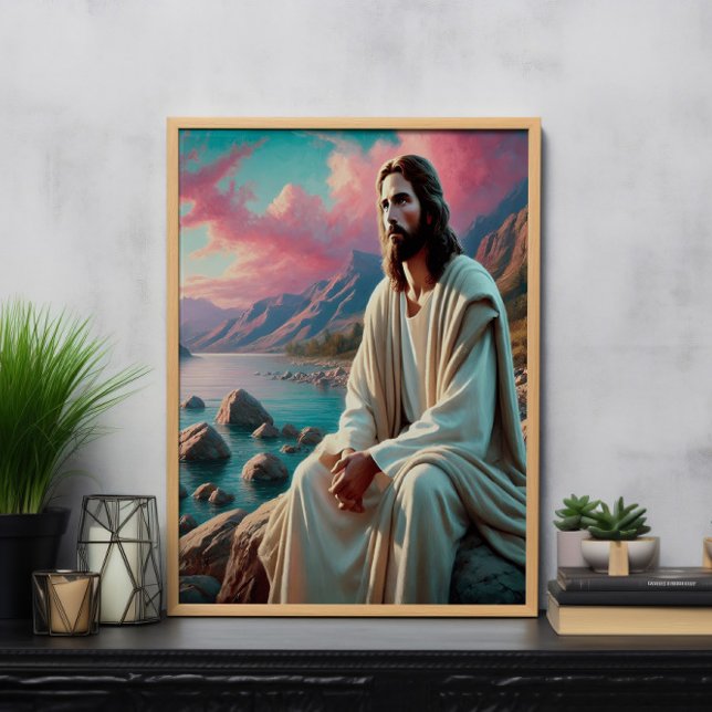 Jesus Kristus Gazing Mot Himmelska horisonten Poster (Skapare uppladdad)