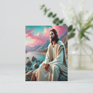 Jesus Kristus Gazing Mot Himmelska horisonten Vykort