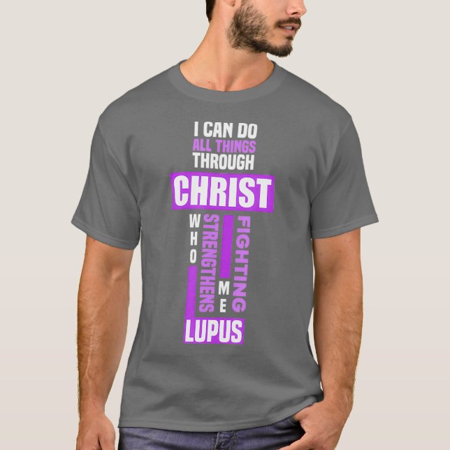 Jesus Kristus Gud Lupus Warrior Lupus Fighter T Shirt (Framsida)
