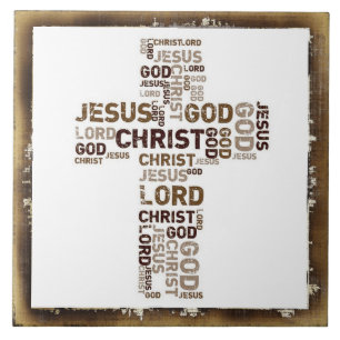 Jesus Kristus, guden, lorden, ordmoln i kor Kakelplatta