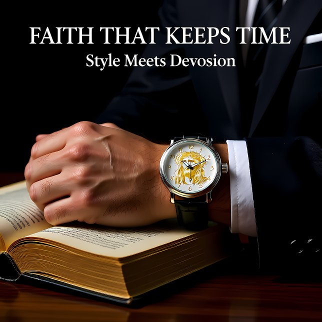 Jesus Kristus gyllene representation i Krona Armbandsur (Skapare uppladdad)