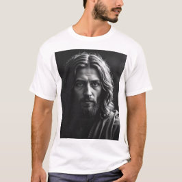 Jesus Kristus - Handdesignad Träkol Porträtt T Shirt