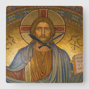 Jesus Kristus - härligt kristet konstverk Fyrkantig Klocka
