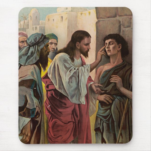 Jesus Kristus helande den blinde mannen Musmatta (Framsidan)