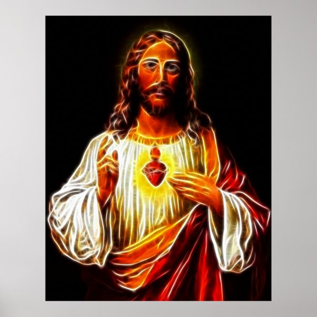 Jesus Kristus Helig Heart Poster (Framsidan)