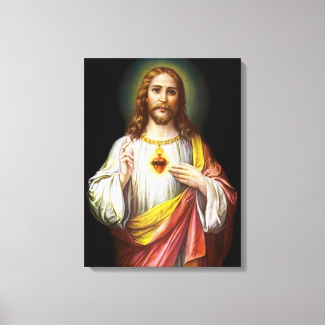 Jesus Kristus hjärta i Helig Canvastryck (Framsida)