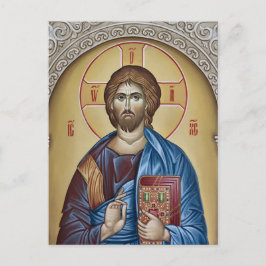 Jesus Kristus Holding Gospelen Icon Vykort