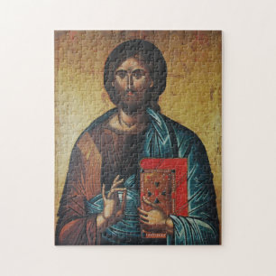 Jesus Kristus Holding Gospelen Ortodoxa Icon Pussel