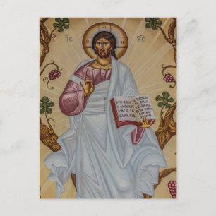 Jesus Kristus Holding Gospelen Ortodoxa Icon Vykort