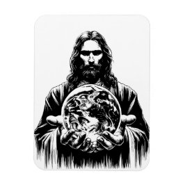 Jesus Kristus Holding World Art illustration Magnet