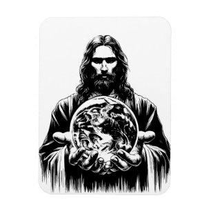 Jesus Kristus Holding World Art illustration Magnet