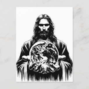 Jesus Kristus Holding World Art illustration Vykort
