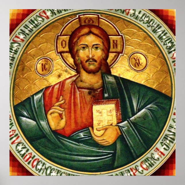 Jesus Kristus Hristos Pantocrator Poster (Framsidan)
