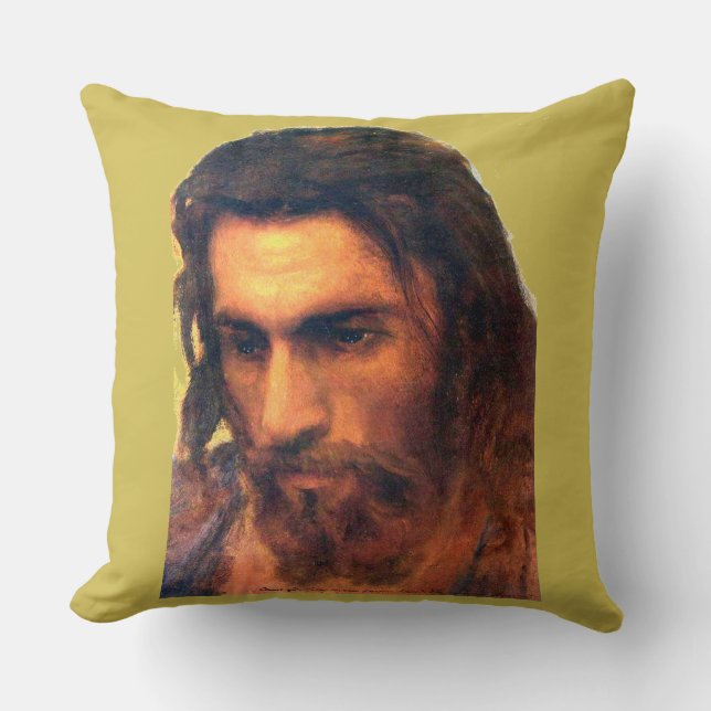 Jesus Kristus huvudstudie före 1872 av I. Kramskoi Kudde (Framsida)