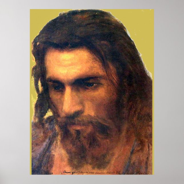 Jesus Kristus huvudstudie före 1872 av I. Kramskoi Poster (Framsidan)
