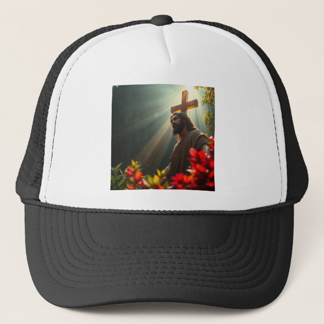 Jesus Kristus i Garden-Truckerkepsen Keps (Framsida)