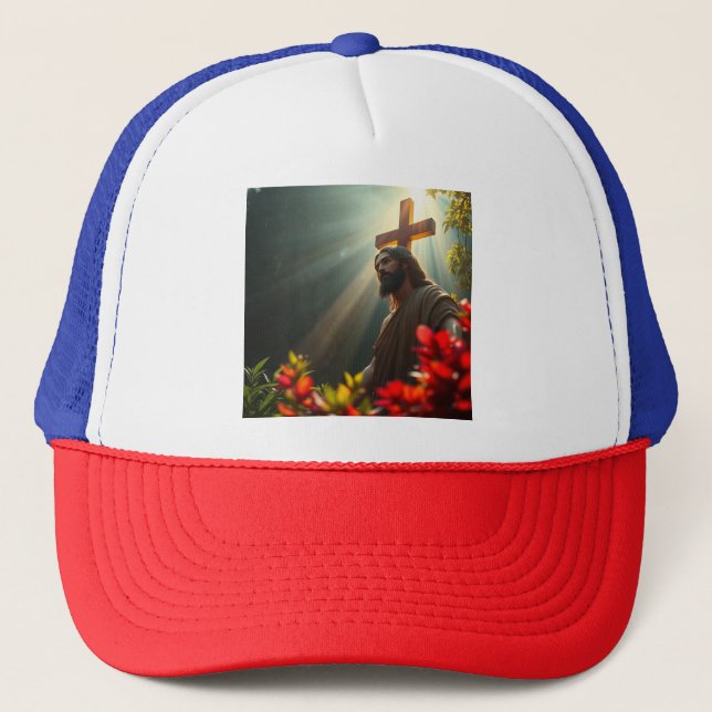 Jesus Kristus i Garden-Truckerkepsen Keps (Framsida)