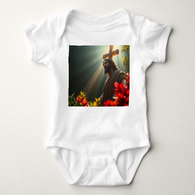Jesus Kristus i Jumperna Garden Baby T Shirt (Framsida)
