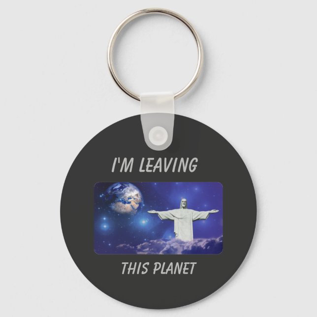 Jesus Kristus i moln. Christian rapture Keychain Nyckelring (Framsida)