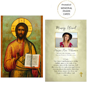 Jesus Kristus Icon Orthodox Christian Funeral Card Placeringskort