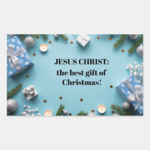 Jesus Kristus: Julens bästa gåva Rektangulärt Klistermärke