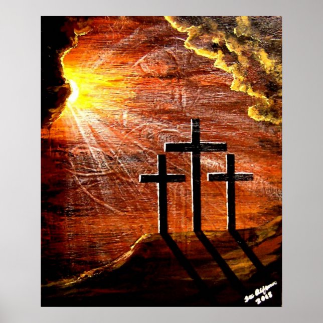 Jesus Kristus Kärlek i Guds Kor Crucifix Poster (Framsidan)