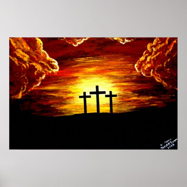 Jesus Kristus Kärlek i Guds Kor Crucifix Poster (Framsidan)