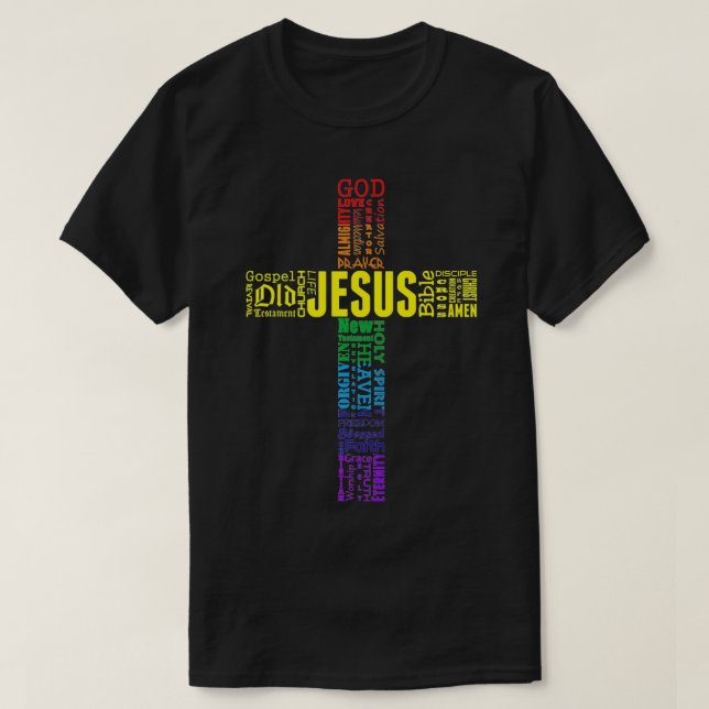 Jesus Kristus Kor, Rainbow Ord Cloud Prem T Shirt (Design framsida)