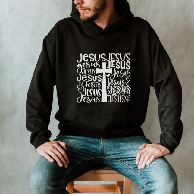 Jesus Kristus Kor Typografi Hoodie (Skapare uppladdad)