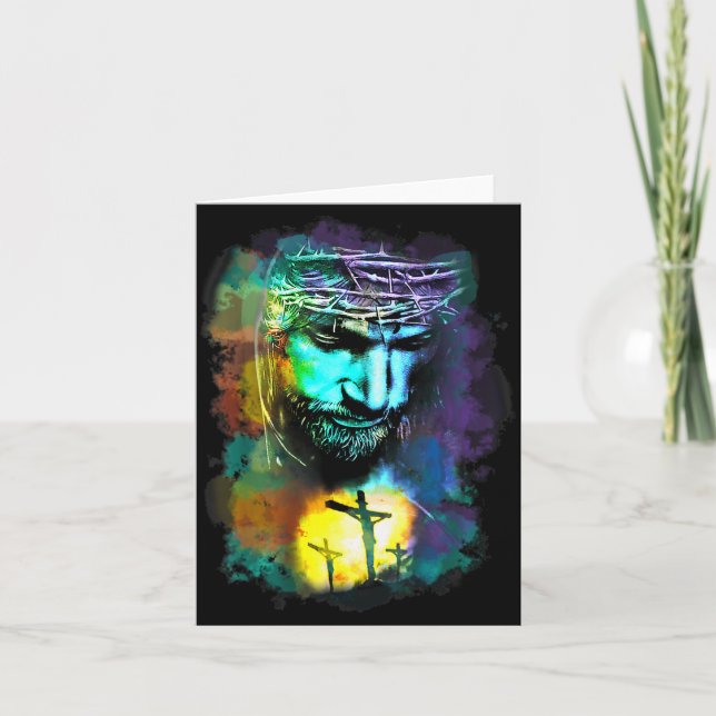 Jesus Kristus Kors Religiös Skulptur Kristen Konst Kort (Framsida)