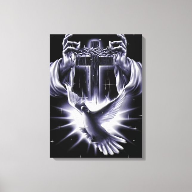 Jesus Kristus Krona i Thorns och Dove Canvastryck (Framsida)
