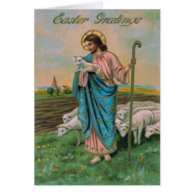 Jesus Kristus Lamb Shepherd Hälsningskort (Framsidan)