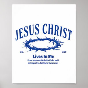 Jesus Kristus lever i mig Krona i ett ornerat bibe Poster
