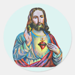 Jesus Kristus Lord Savior abstrakt original konst Runt Klistermärke