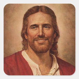 Jesus Kristus Loving Smile Fyrkantigt Klistermärke