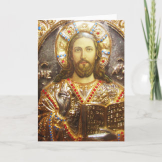 Jesus Kristus målad ikon Helgkort
