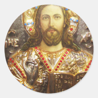 Jesus Kristus målade ikon Runt Klistermärke