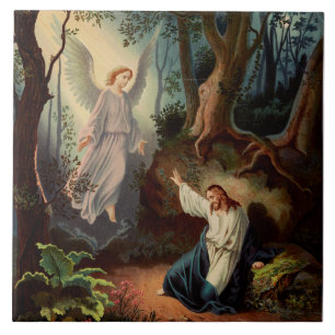 Jesus Kristus med ängel Kakelplatta