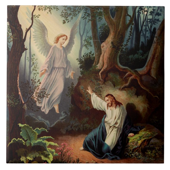 Jesus Kristus med ängel  Kakelplatta (Framsidan)
