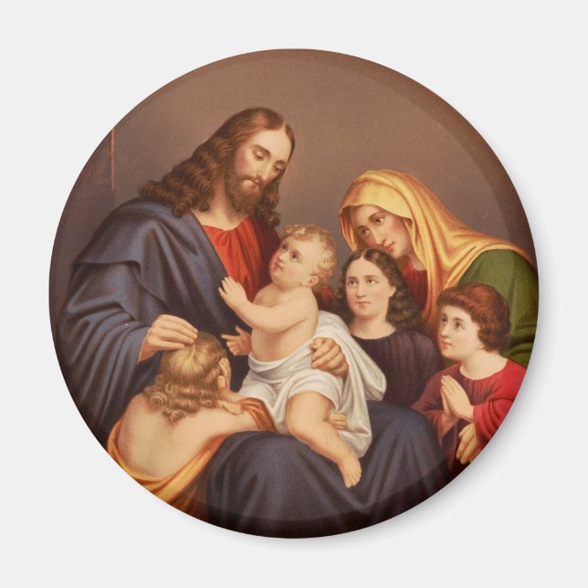 Jesus Kristus med barn Premiumkonstverk Magnet (Framsidan)